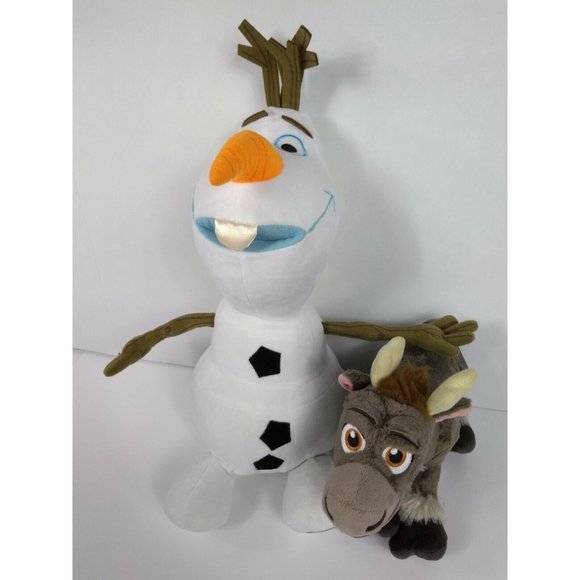 Disney Store Frozen Sven Moose 11" + Olaf Snowman 18" Plushie Stuffed Animal Toy - Picture 4 of 12